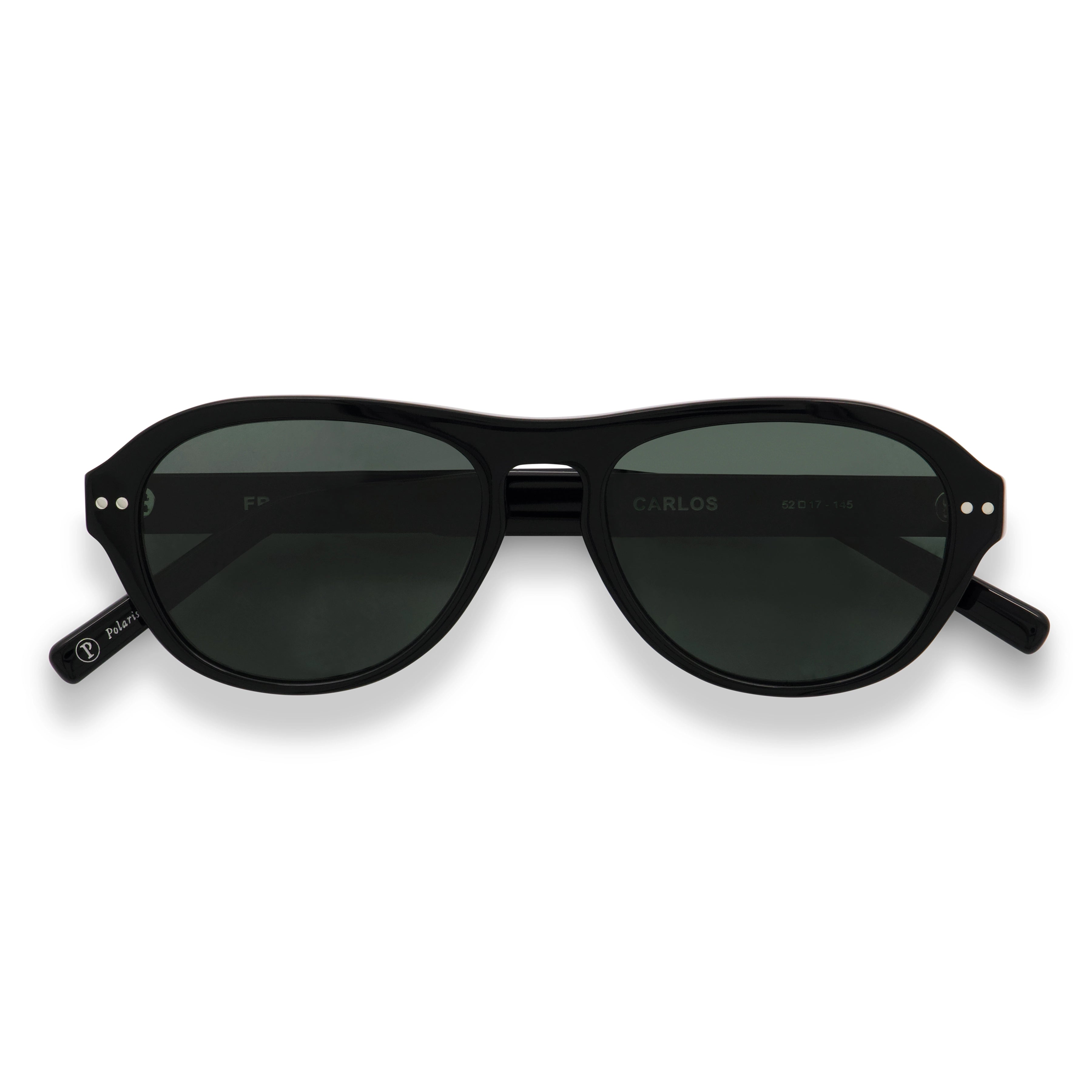 Carlos / Black Acetate & Polarised Green Lens