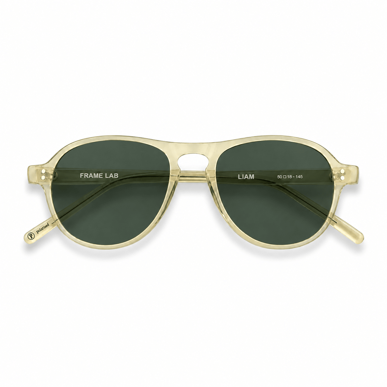 Liam / Blonde Crystal Acetate & Polarised Green Lens - Shade Files