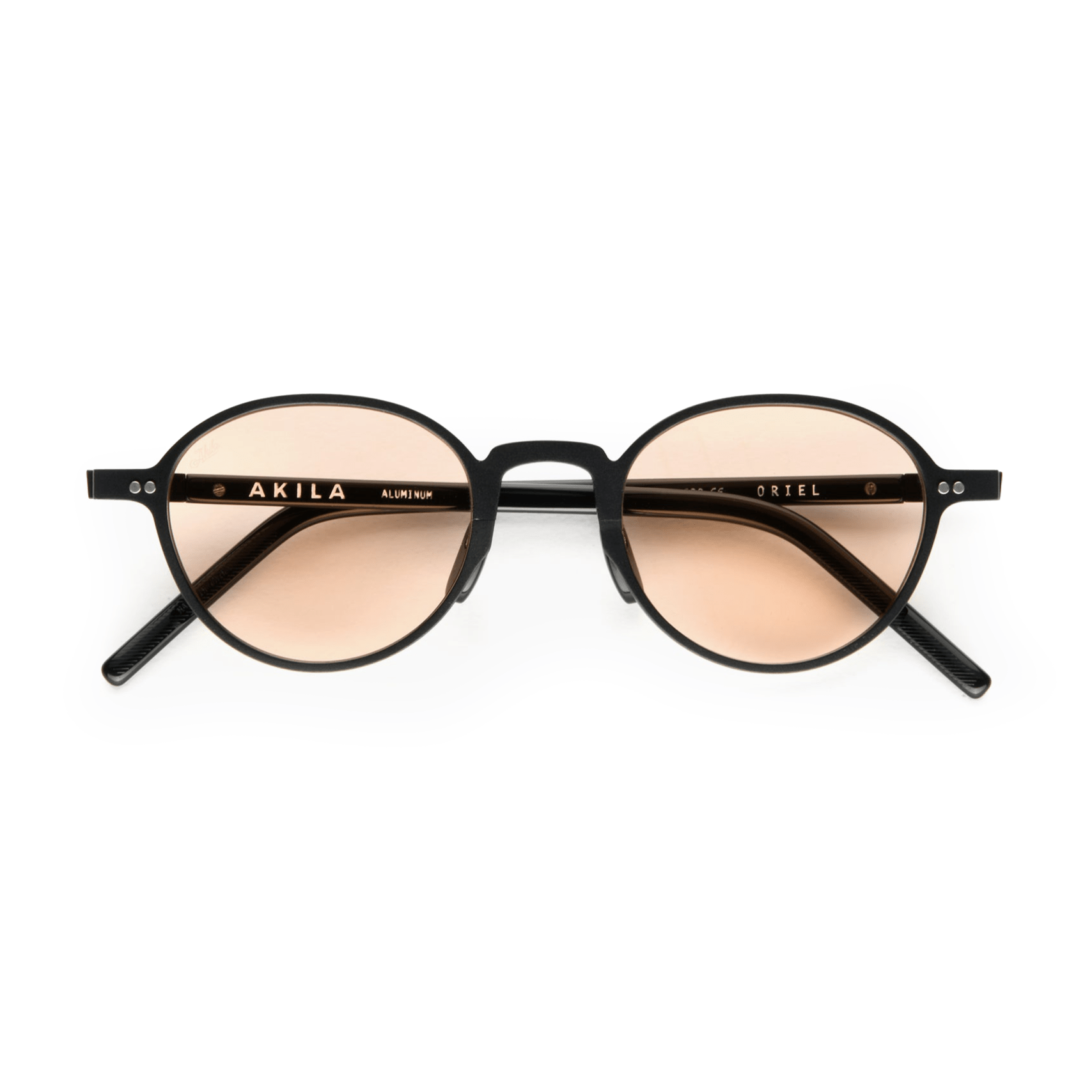 Oriel / Matte Black Aluminium & Light Adaptive Peach Lens - Shade Files