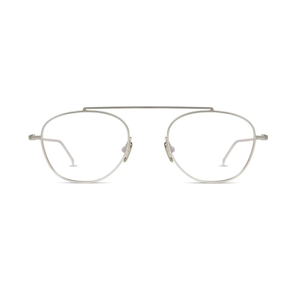 Sheldon Optical / Matte Silver Metal & Blue-Light Lens Sheldon Optical / Matte Silver Metal & Blue-Light Lens