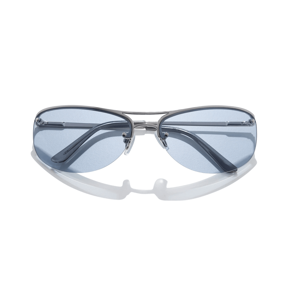 Slim / Polished Silver & Periwinkle Lens Slim / Polished Silver & Periwinkle Lens
