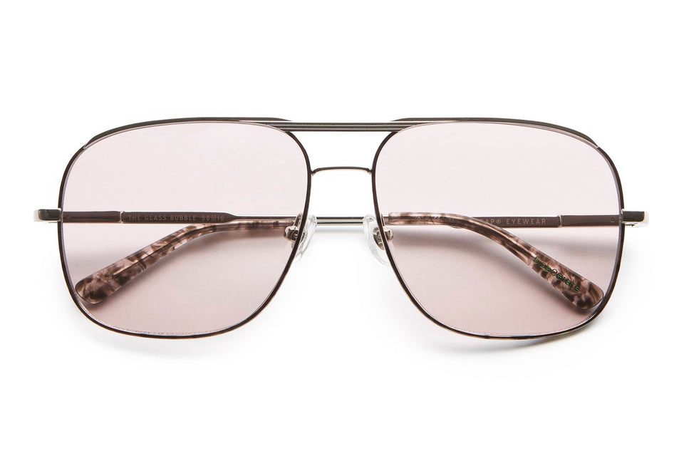 The Glass Bubble / Polished Silver & Espresso Tortoise Bio & Lilac Wash Lens The Glass Bubble / Polished Silver & Espresso Tortoise Bio & Lilac Wash Lens