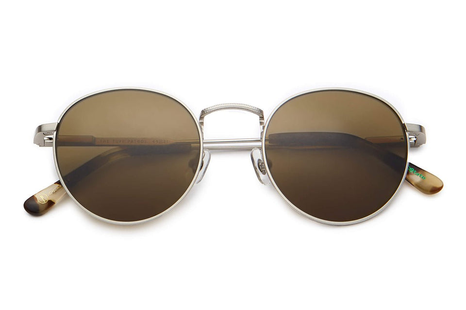 The Tuff Patrol / Matte Silver & Jaguar Tortoise Bio & Polarised Grapeseed Lens The Tuff Patrol / Matte Silver & Jaguar Tortoise Bio & Polarised Grapeseed Lens