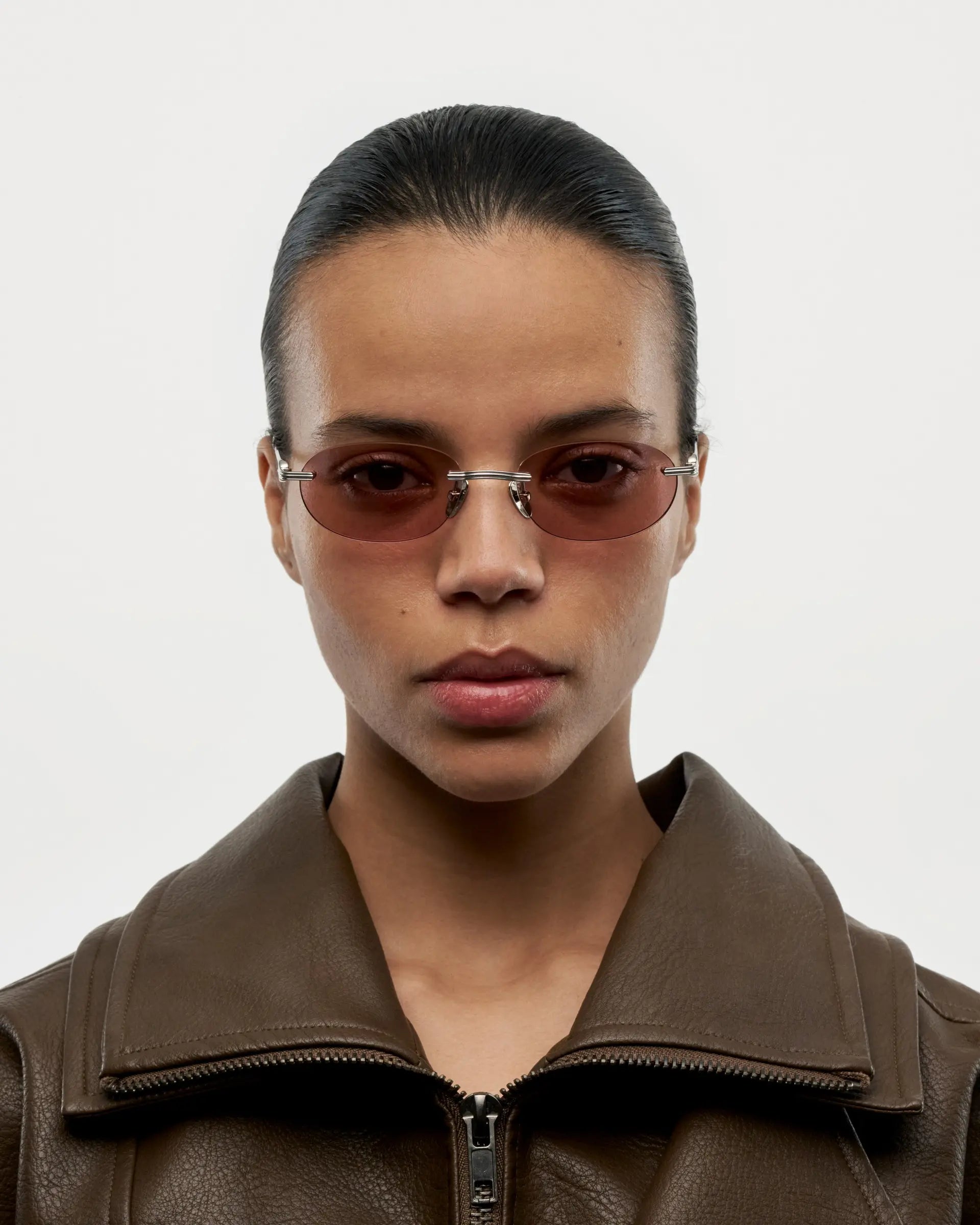Cadenza Oval / Silver Titanium & Pink Lens