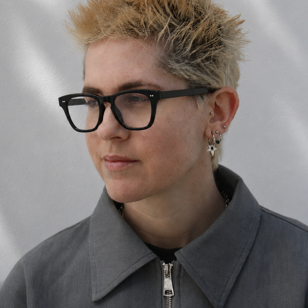 Amal Optical / Black Acetate & Clear Lens