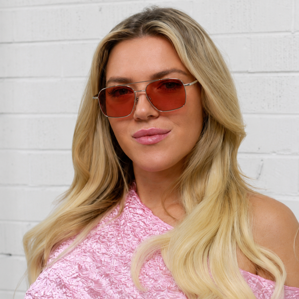 Stevie / Silver Metal & Polarised Rose Lens