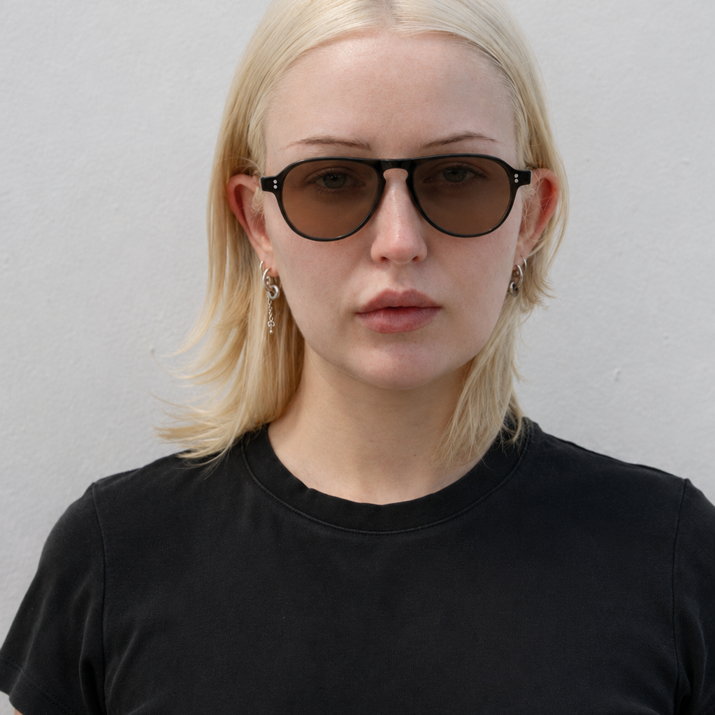 Liam / Black Acetate & Polarised Brown Lens