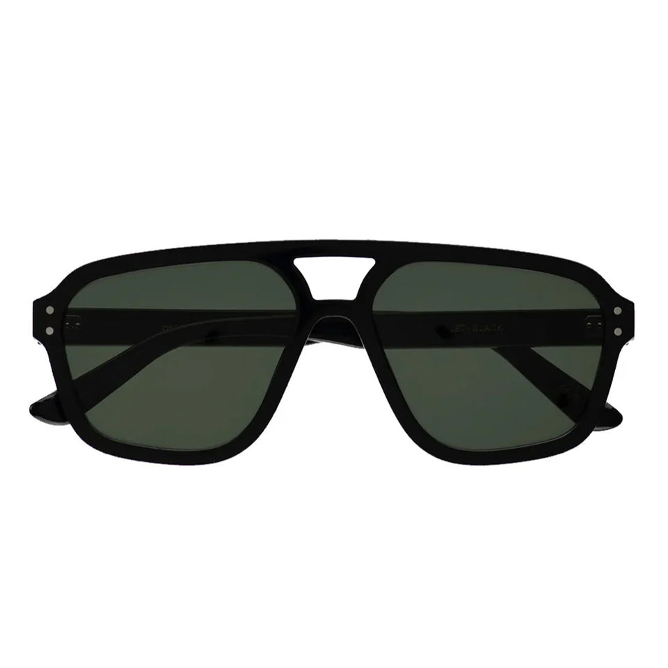 Jet / Black Acetate & Green Solid Lens