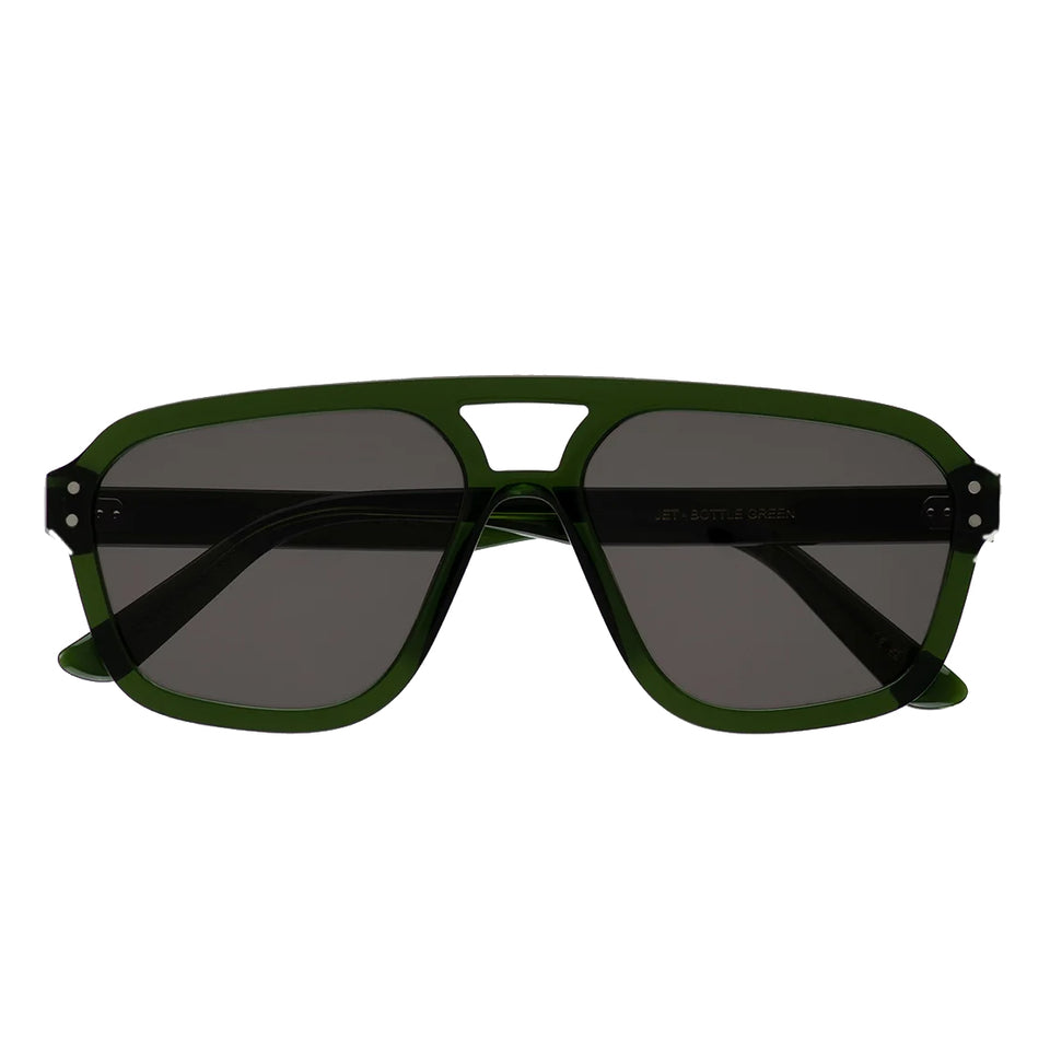 Jet / Bottle Green & Grey Solid Lens