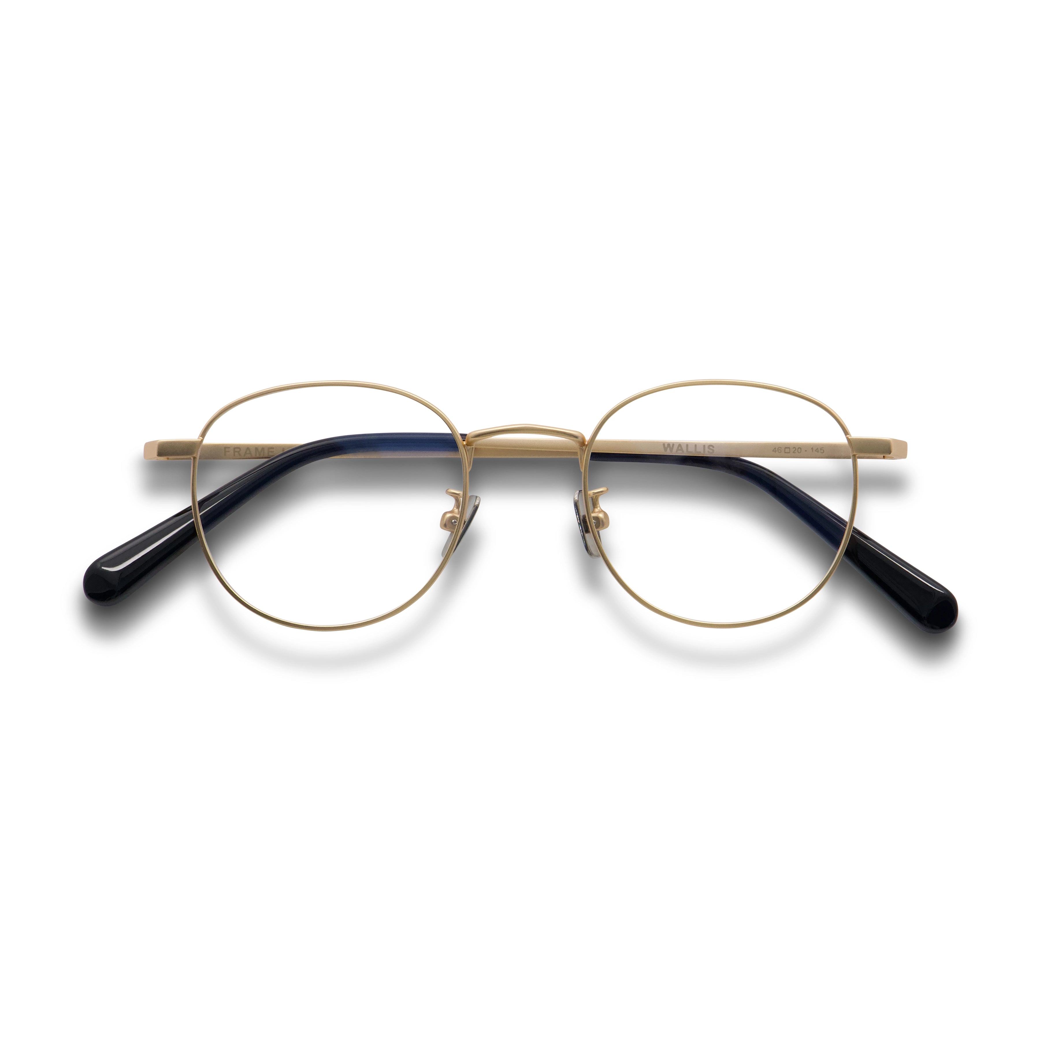 Wallis Optical / Brushed Gold Metal & Prescription Lens