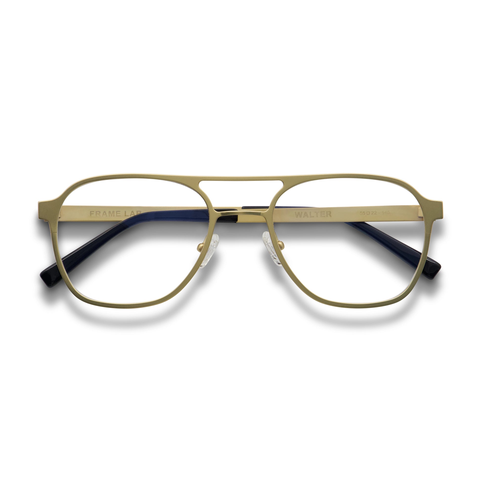 walter goggles Frame Lab | Walter | Brushed Gold Titanium and Clear Lens Glasses