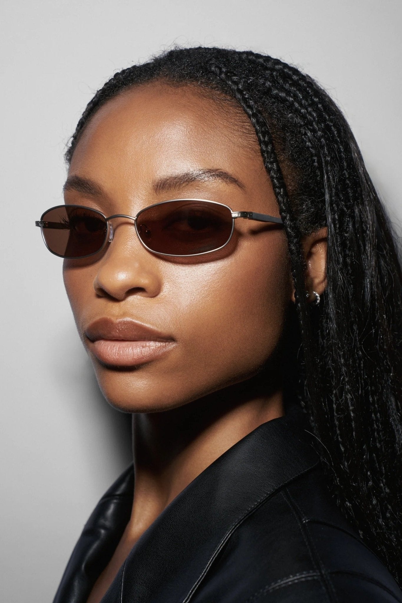 Coco 003 / Matte Silver Metal & Brown Lens - Shade Files