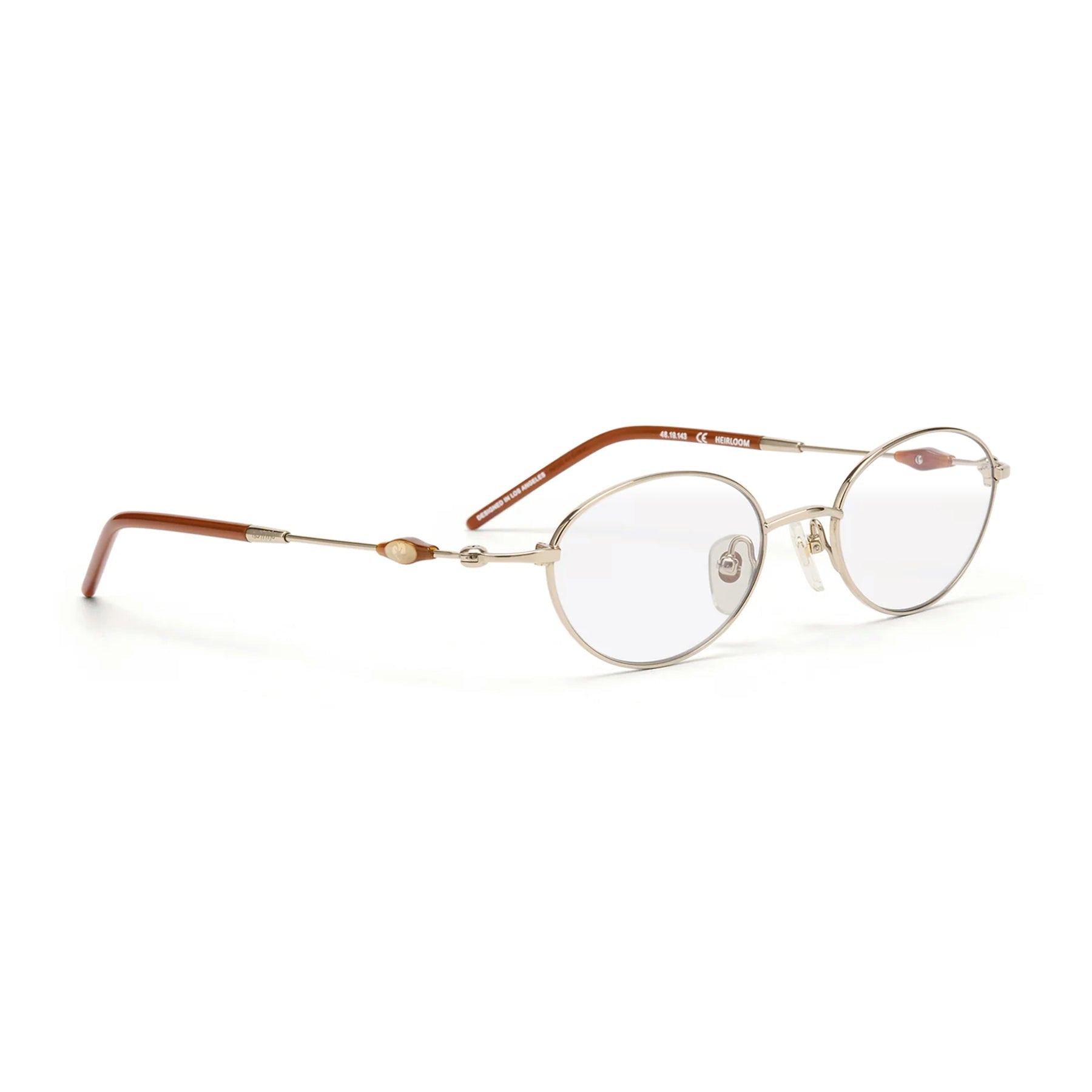 Bonnie Clyde | Heirloom Optical | Gold Dark Brown Titanium & Blue