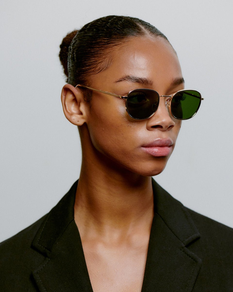 A.Kjaerbede | Hello | Gold & Green Lens Sunglasses | Shade Files