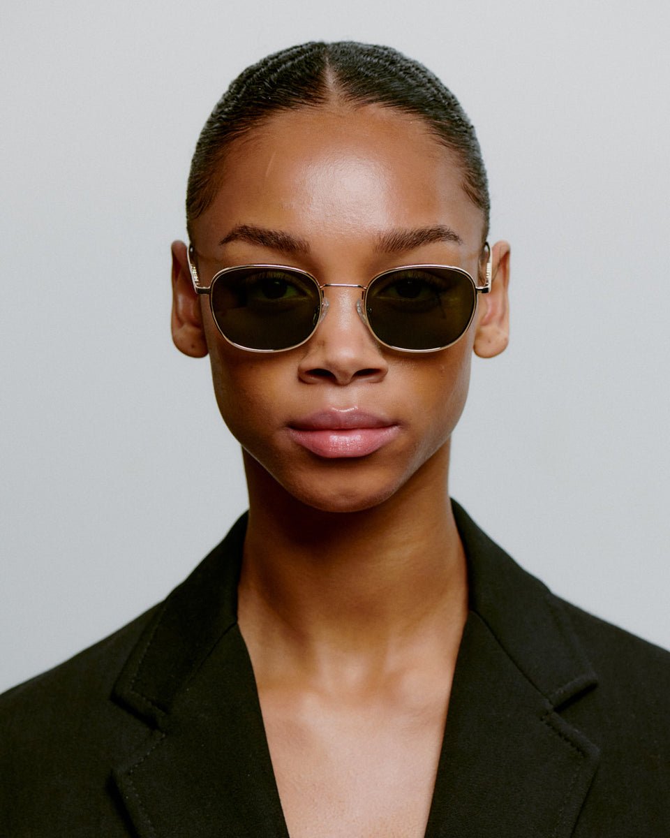 A.Kjaerbede | Hello | Gold & Green Lens Sunglasses | Shade Files