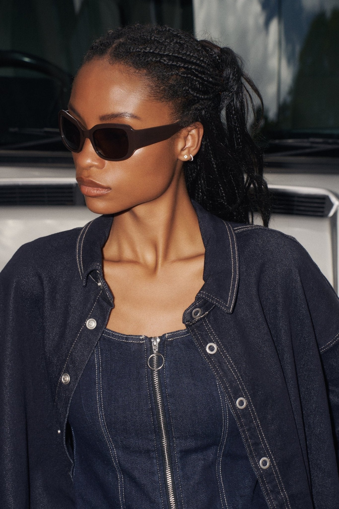 Shevoke オーバル ブラック ブラウンレンズ Shevoke | Jen 001 | Brown & Brown Lens Sunglasses | Shade Files