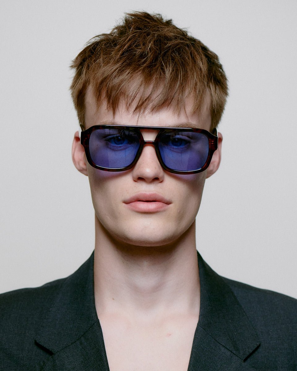 A.Kjaerbede | Kaya | Demi Tortoise & Blue Lens Sunglasses | Shade