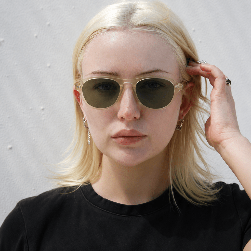 Liam / Blonde Crystal Acetate & Polarised Green Lens - Shade Files