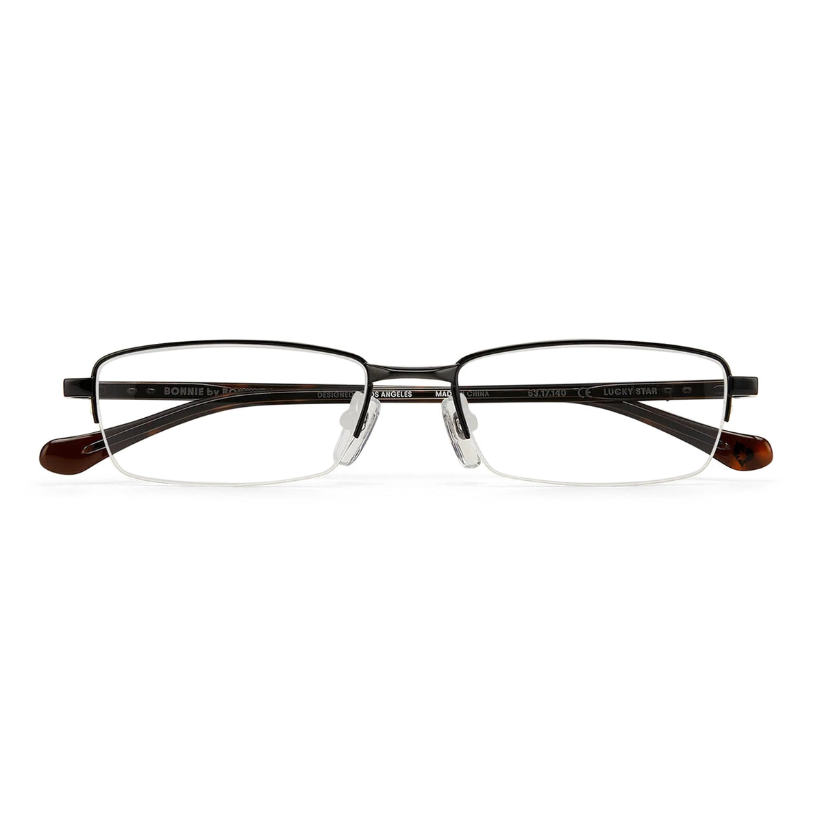 Bonnie Clyde | Lucky Star Optical | Black Tortoise Rimless & Blue-Light ...
