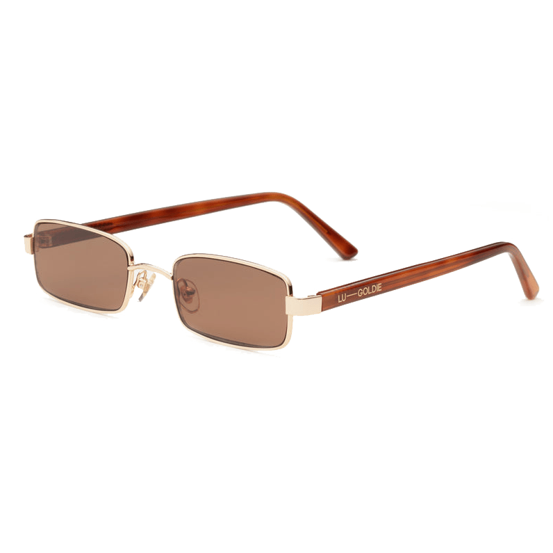Lu Goldie | Nina | Gold Metal & Chestnut Lens Sunglasses | Shade Files