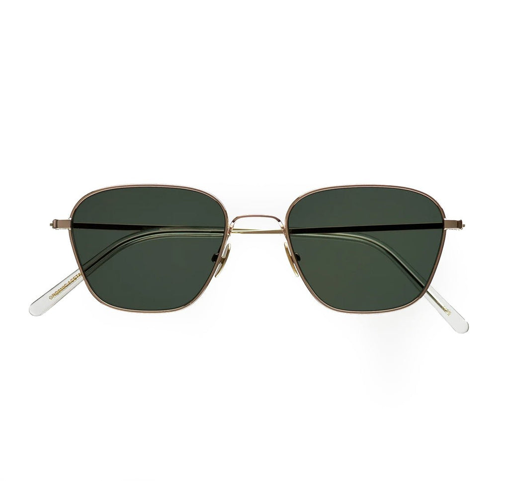 Monokel Eyewear Otis Gold Metal Green Solid Lens Sunglasses