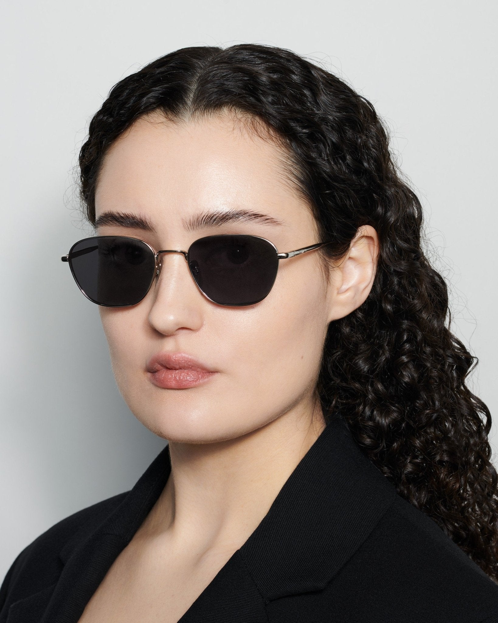 【○○chimi○○】 Chimi | Polygon | Silver Metal & Grey Lens Sunglasses | Shade Files