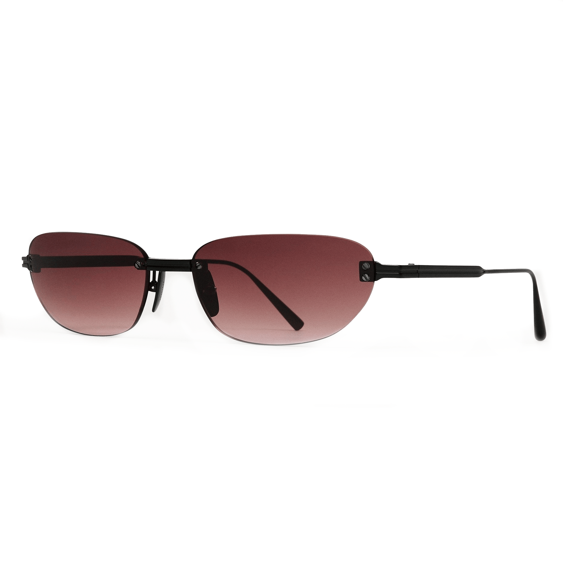 Rimless Oval / Burgundy Titanium & Gradient Red Lens - Shade Files