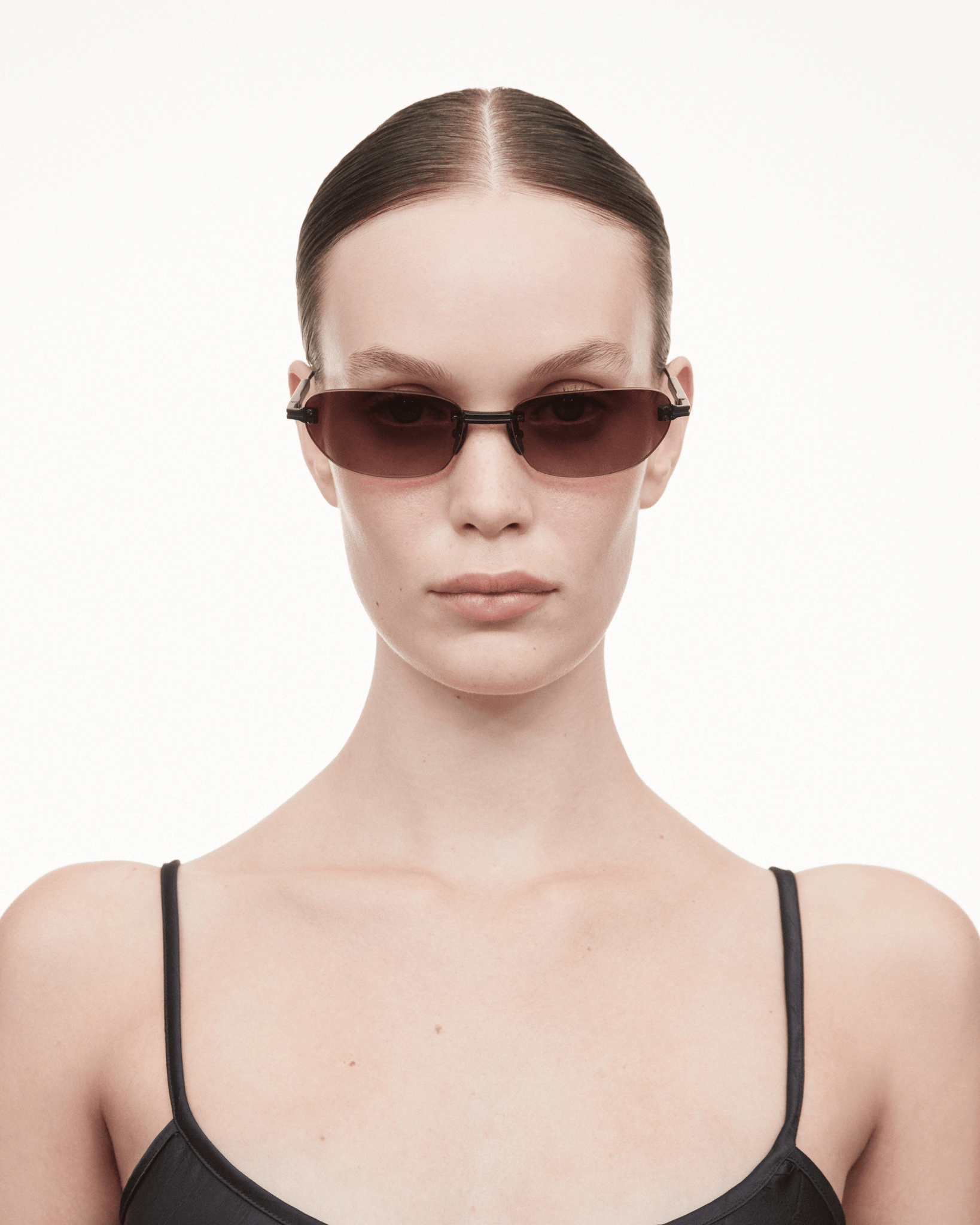 Rimless Oval / Burgundy Titanium & Gradient Red Lens - Shade Files