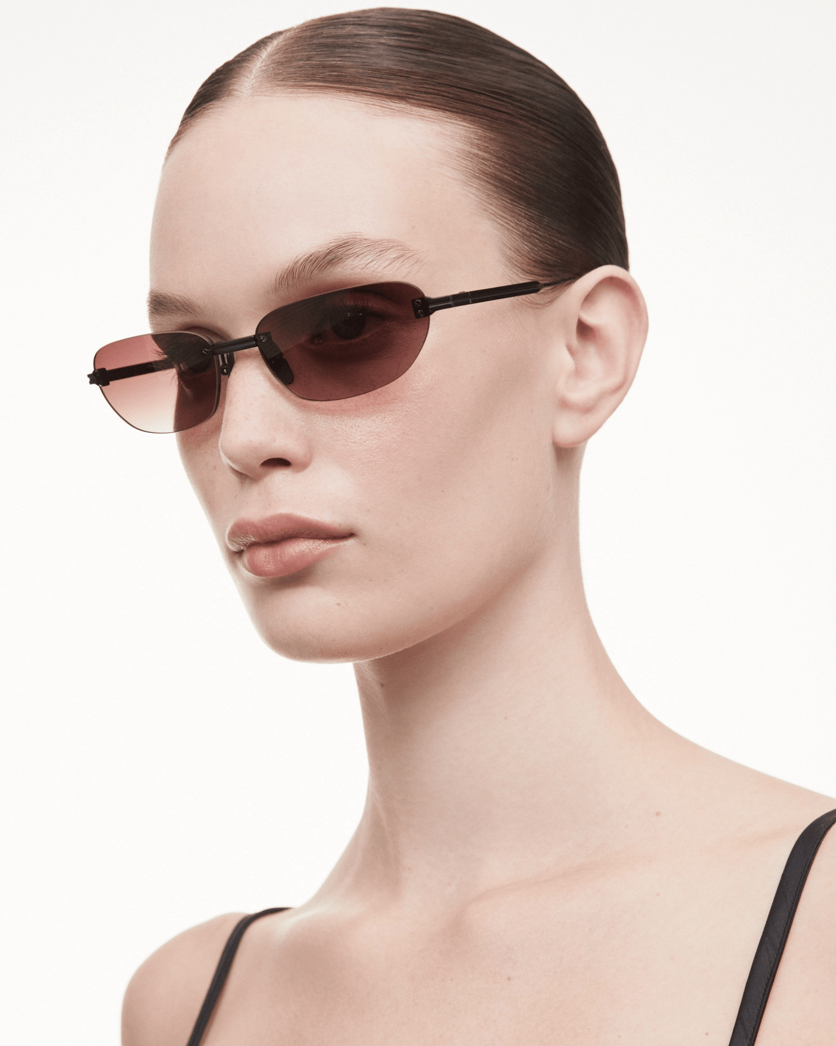 Chimi | Rimless Oval | Burgundy Titanium & Gradient Red Lens Sunglasses ...