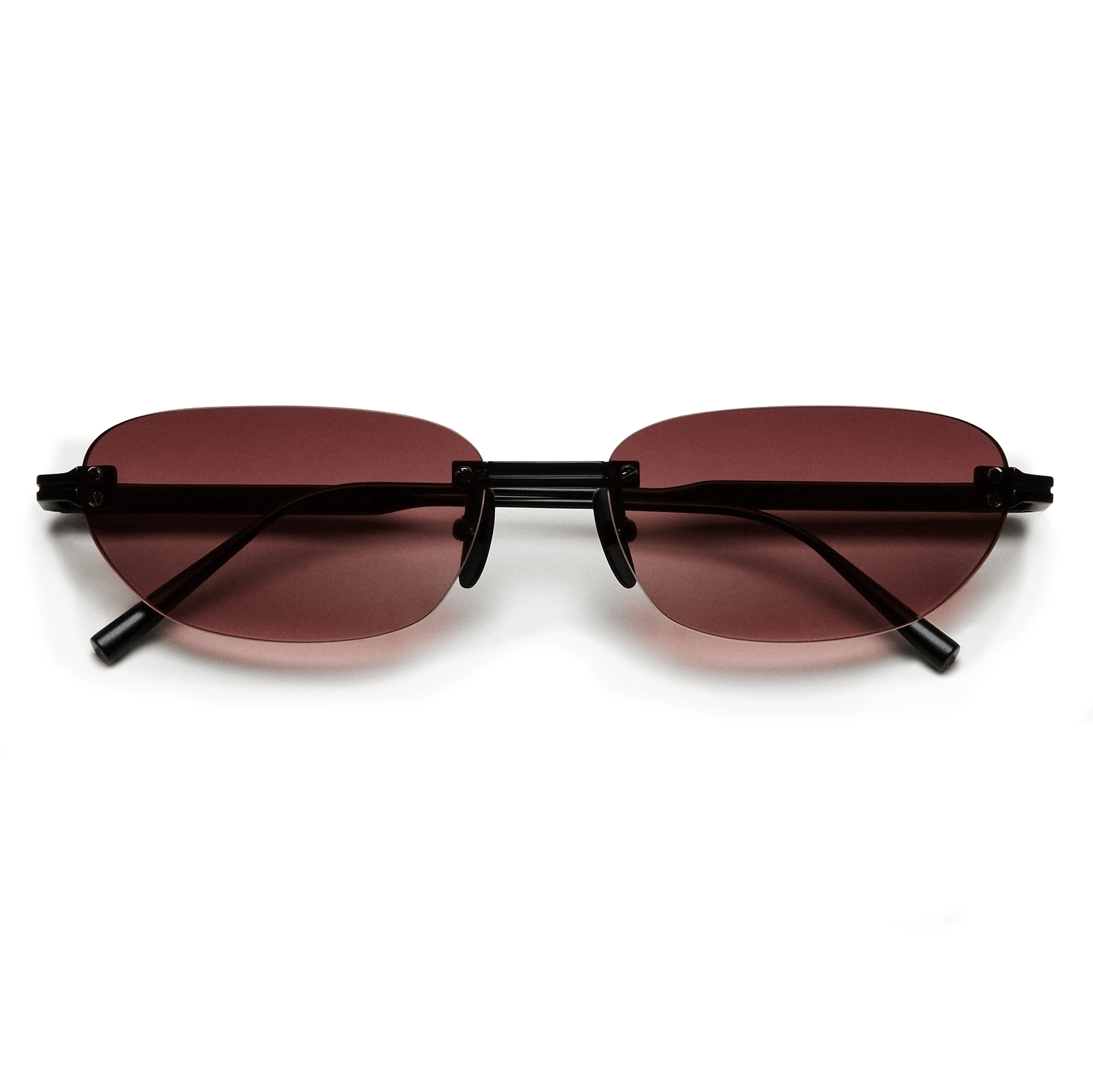 Rimless Oval / Burgundy Titanium & Gradient Red Lens - Shade Files