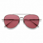 Ron / Silver Metal & Polarised Rose Sunglasses - Shade Files