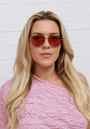 Ron / Silver Metal & Polarised Rose Sunglasses - Shade Files