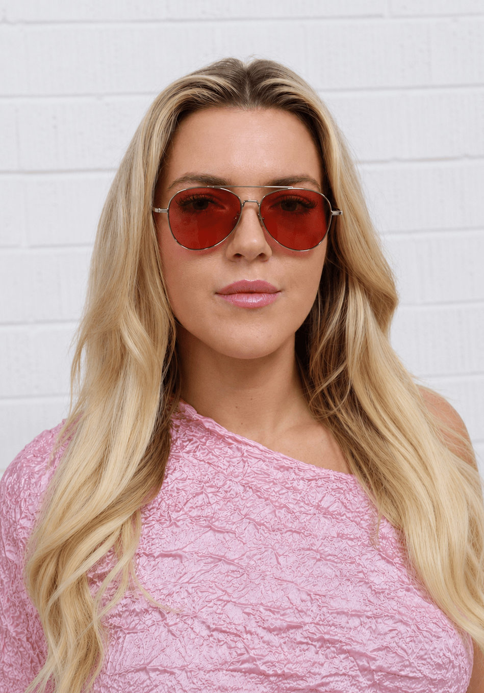 Ron / Silver Metal & Polarised Rose Sunglasses - Shade Files