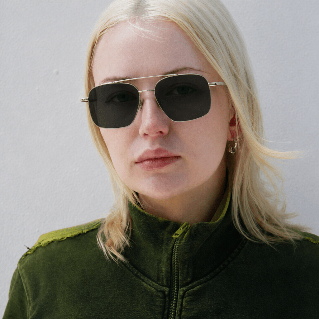 Stevie / Silver Metal & Polarised Green Lens - Shade Files