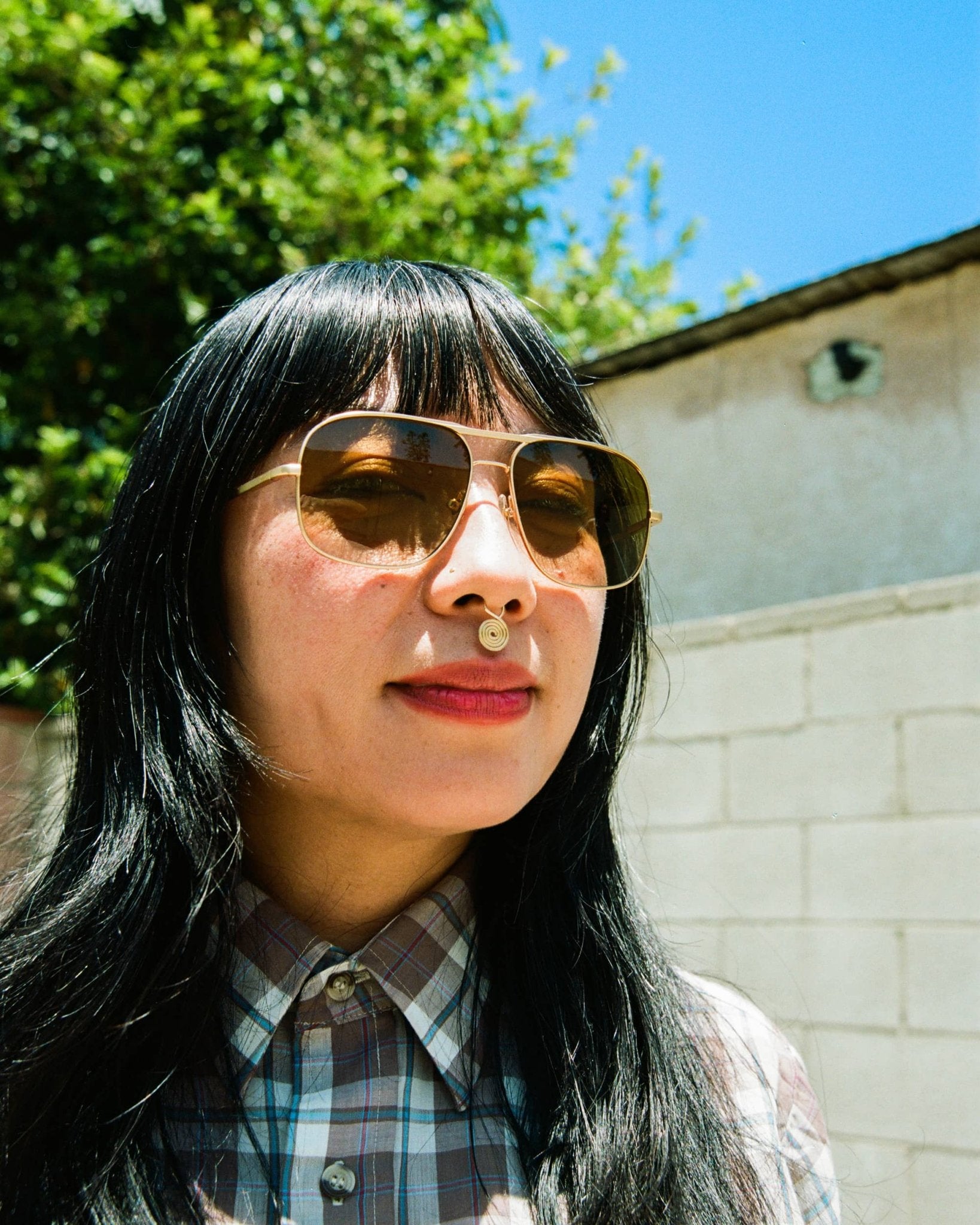 The Glass Bubble / Brushed Gold & Cinnamon Bio & Vintage Mustard Lens - Shade Files