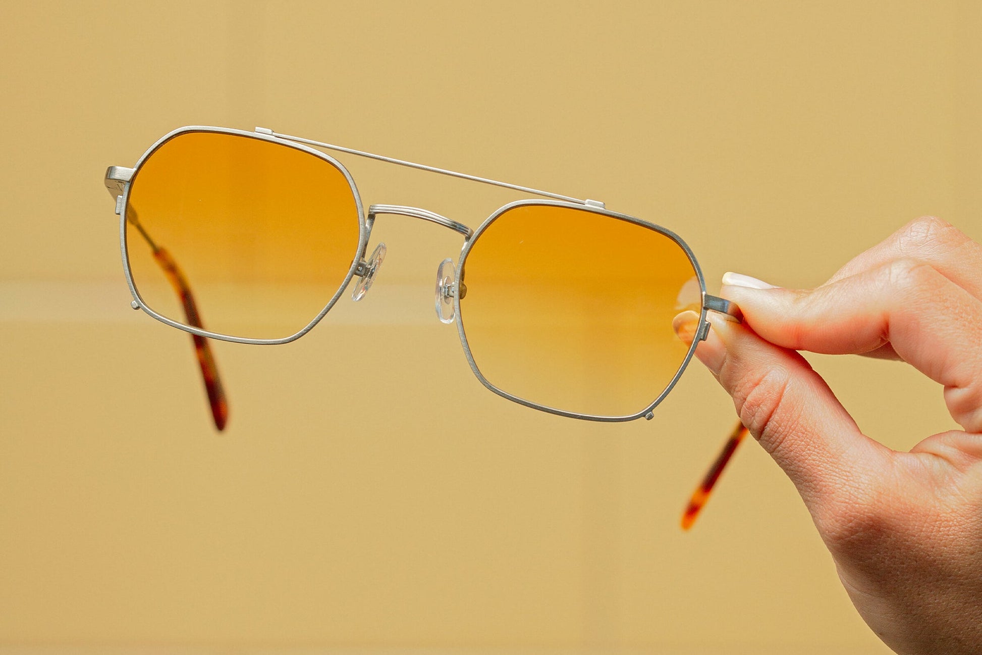 The Jazz Safari / Brushed Silver Havana Tortoise Bio & Honey Gradient Lens - Shade Files